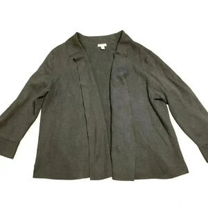 J. Jill Relaxed Sweater Blazer Open Cardigan Charcoal Gray Size Large Career